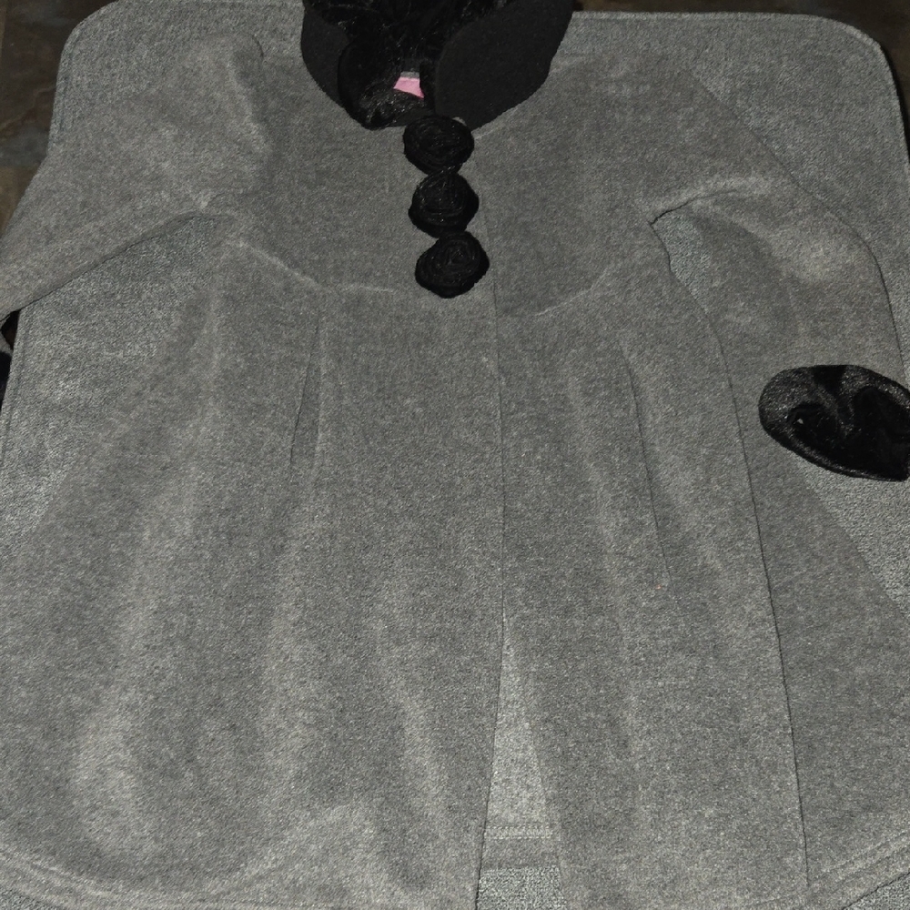 Good Lad Charcoal Pea Coat with Black Trim